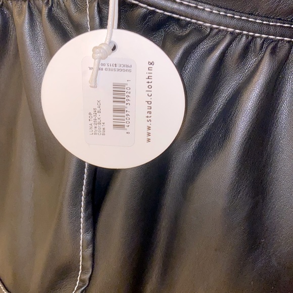 Staud Luna Vegan Leather Peplum Top - Picture 15 of 15